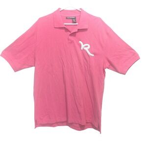 Rocawear Men's Medium Polo Short Sleeve Shirt Pink Cotton Embroidered R Y2K Golf
